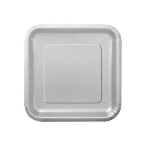 Silver Square Pack Paper Plates 22cm 14 Pack