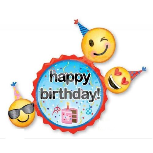 68cm SuperShape XL Emoticons Birthday Wishes Foil Balloon