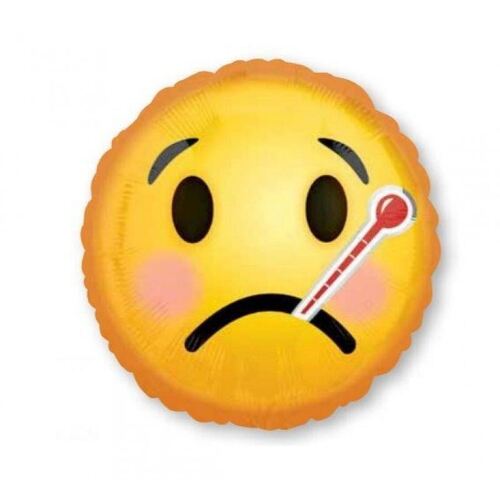 45cm Emoji Face Get Well Soon & thermometer Foil Balloon