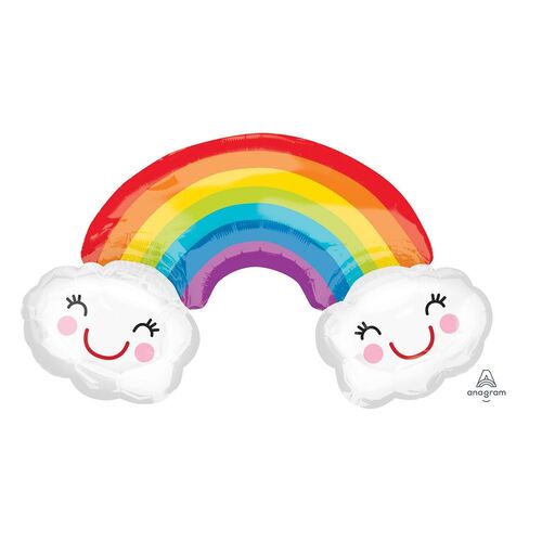SuperShape XL Rainbow with Smiling Clouds Foil Balloon