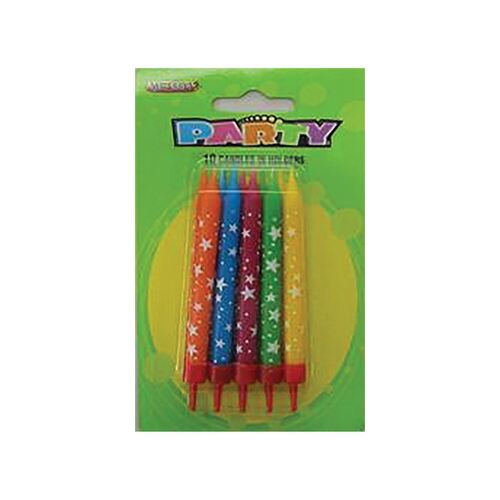 Printed Star Candles 10 Pack