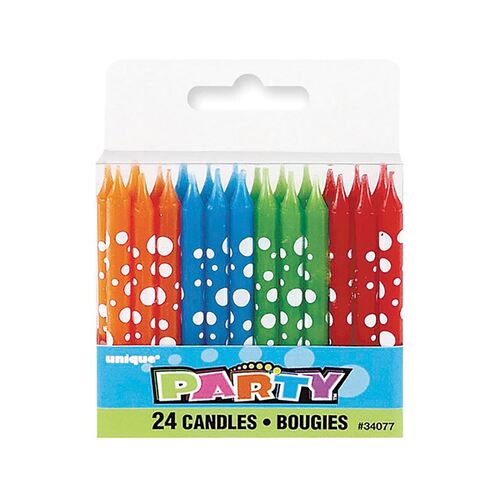 Dots Print Bright Candles 24 Pack