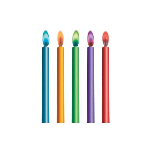 Colour Flame Candles With Holders 10 Pack
