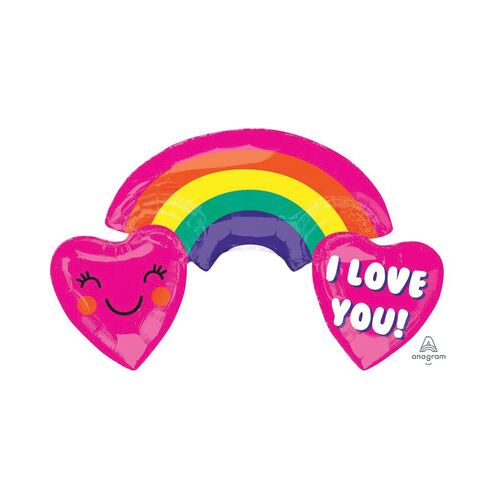 SuperShape ColorBlast XL Rainbow with Hearts I Love You Foil Balloon