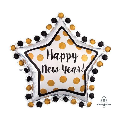 SuperShape Ring In The Happy New Year Star Foil Balloon