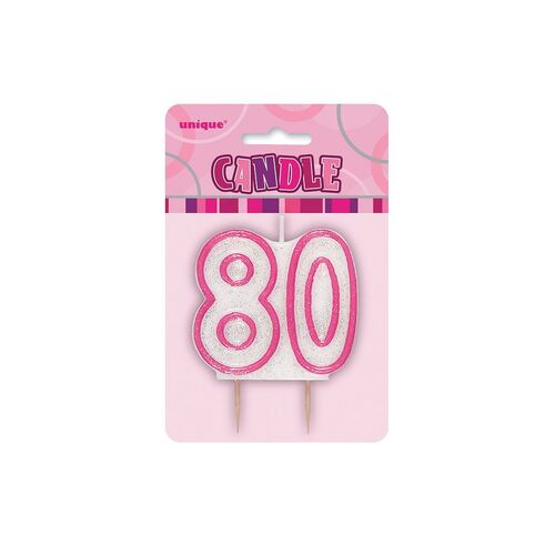 Glitz Pink Number Candle - 80