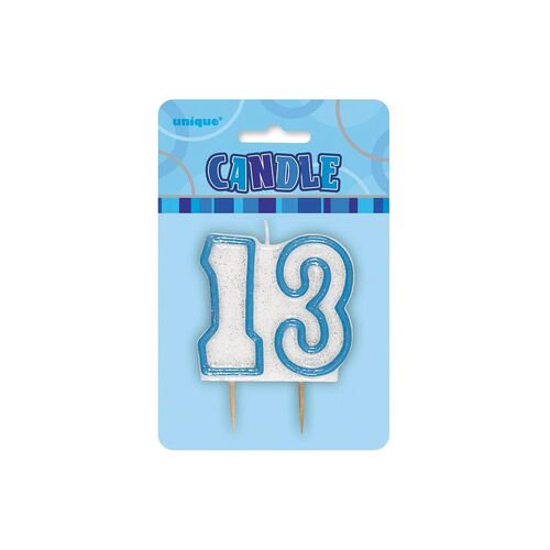 Glitz Blue Number Candle - 13