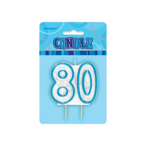 Glitz Blue Number Candle - 80