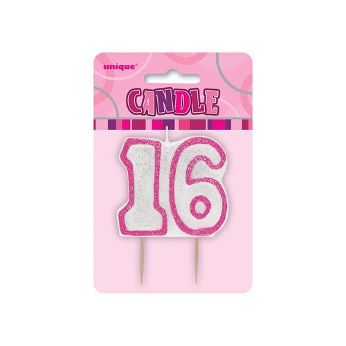 Glitz Pink Number Candle - 16