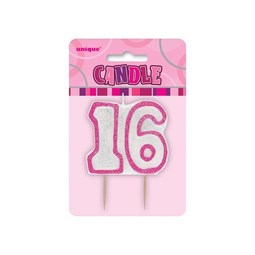 Glitz Pink Number Candle - 16