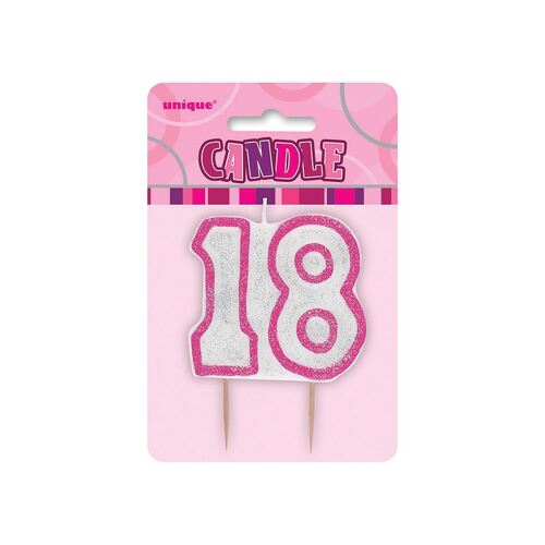 Glitz Pink Number Candle - 18