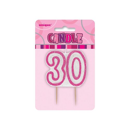 Glitz Pink Number Candle - 30
