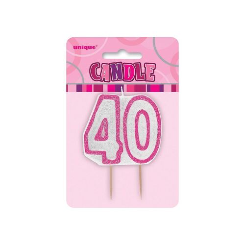 Glitz Pink Number Candle - 40