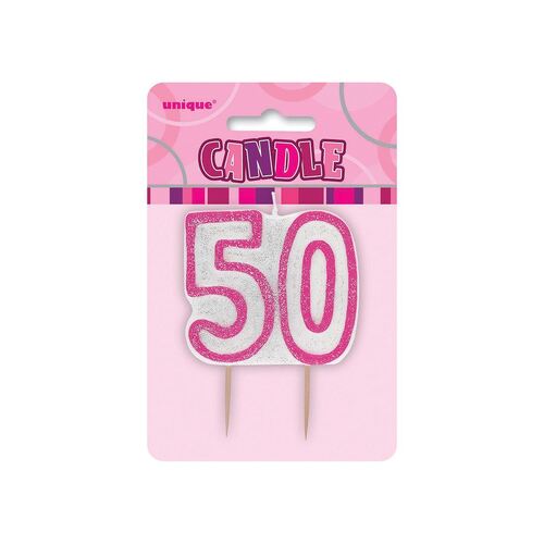 Glitz Pink Number Candle - 50