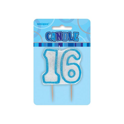 Glitz Blue Number Candle - 16