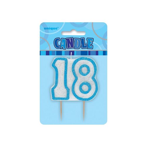 Glitz Blue Number Candle - 18