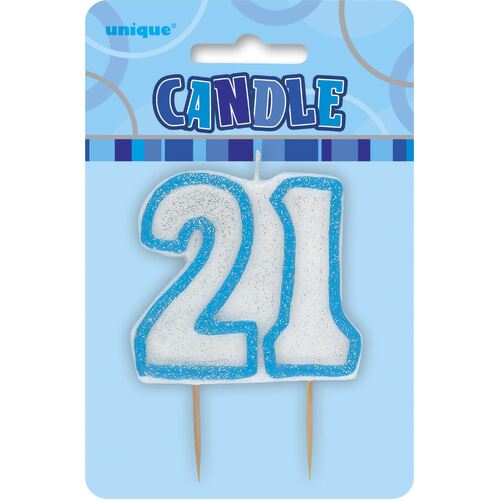 Glitz Blue Number Candle - 21