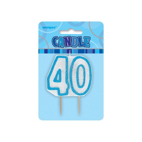 Glitz Blue Number Candle - 40