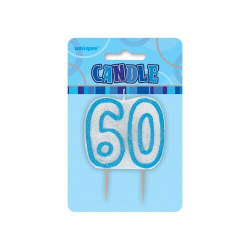 Glitz Blue Number Candle - 60