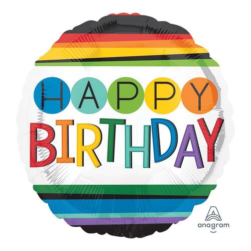 45cm Standard HX Rainbow Happy Birthday Foil Balloon