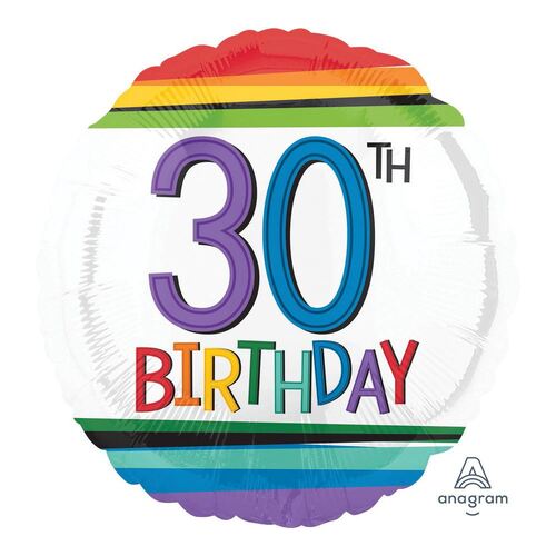 45cm Standard HX Rainbow Birthday 30 Foil Balloon