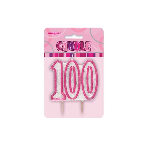 Glitz Pink Number Candle -100