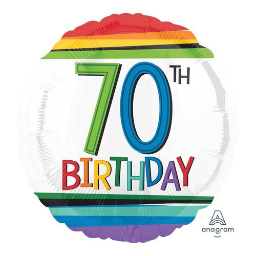 45cm Standard HX Rainbow Birthday 70 Foil Balloon