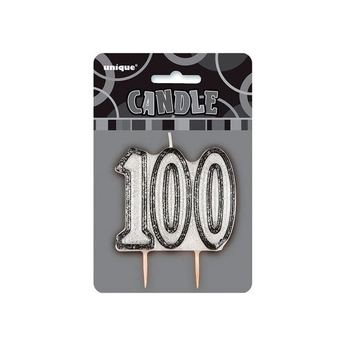 Glitz Black Number Candle-100