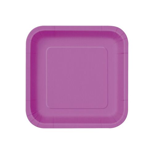 Pretty Purple Square Paper Plates 17cm 16 Pack