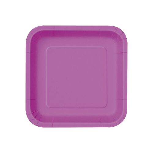 Pretty Purple Square Paper Plates 22cm 14 Pack