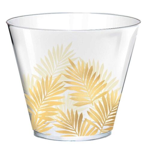 Key West Premium Plastic Tumblers 266ml Foil Hot Stamped Palm Leaves 30 Pack