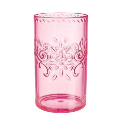Boho Vibes Pink Floral Highball Tumblers Debossed Finish