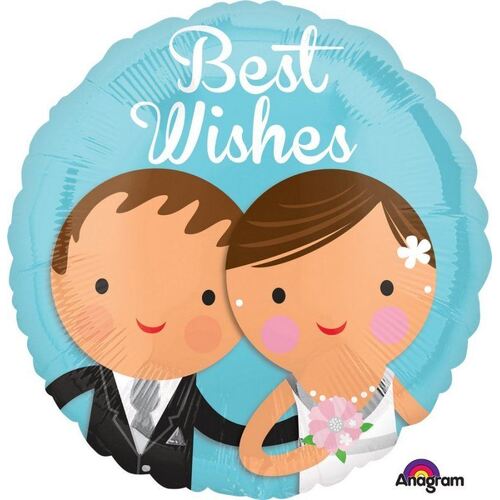 45cm Standard HX Best Wishes Wedding Couple Foil Balloon