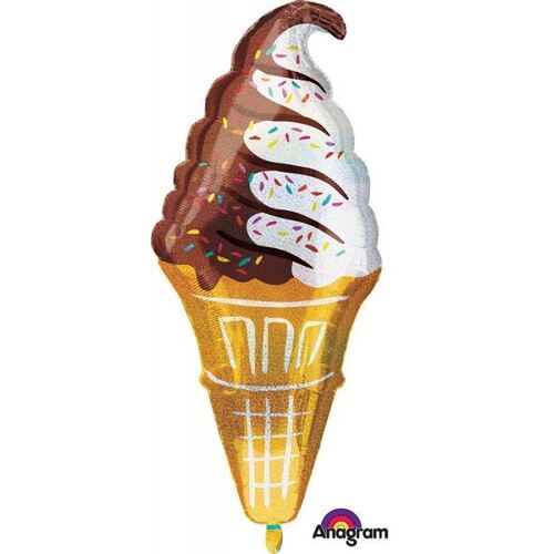 SuperShape Holographic Ice Cream Cone Foil Balloon