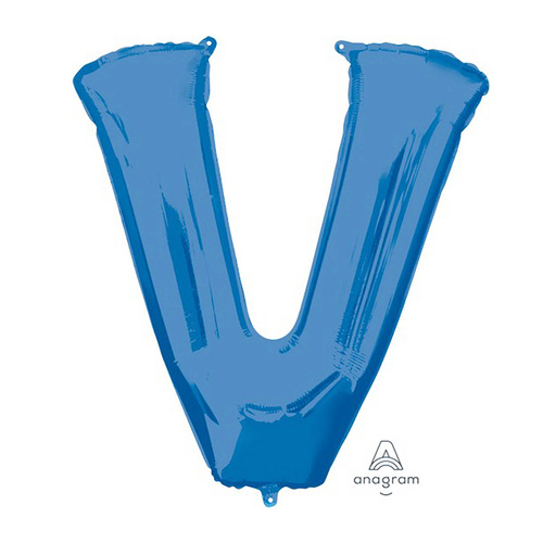 SuperShape Letter V Blue Foil Balloon