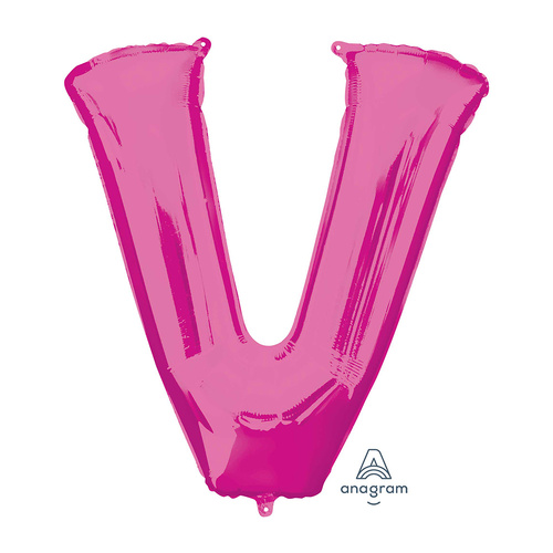SuperShape Letter V Pink Foil Balloon