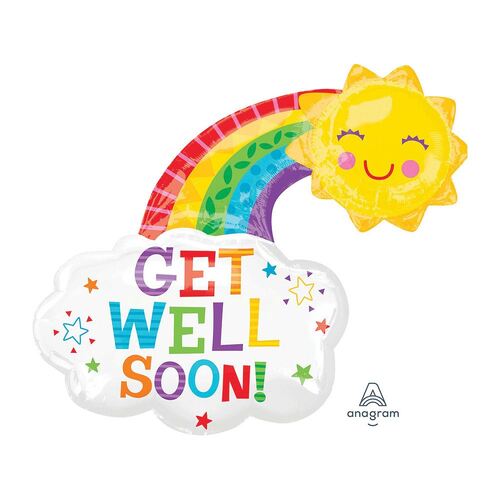 SuperShape XL Get Well Soon Happy Rainbow Foil Balloon