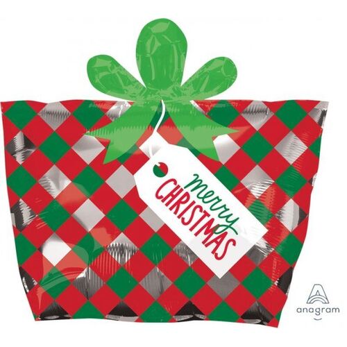 Junior Shape Red & Green Present Foil Balloon