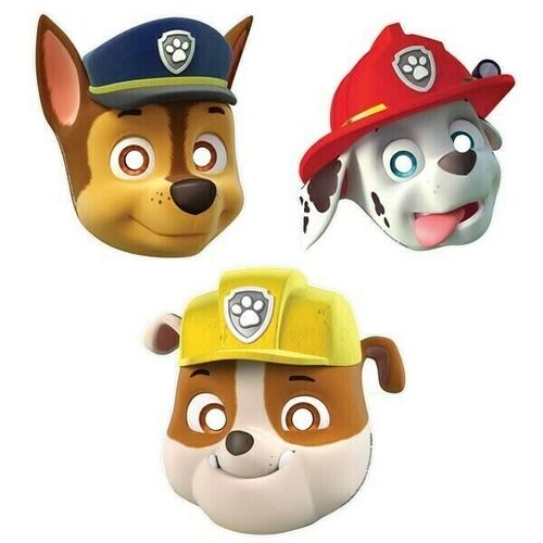  Paw Patrol Masks Assorted Designs With Elastic 8 Pack