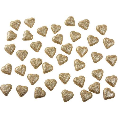 Heart Table Scatters Gold Glittered Foam Sprinkles 40 Pack