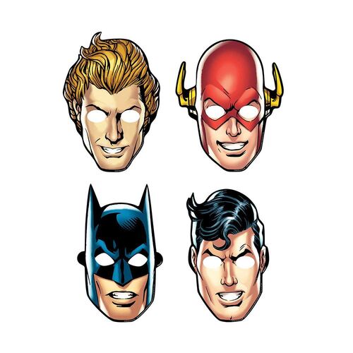 Justice League Heroes Unite Paper Masks 8 Pack