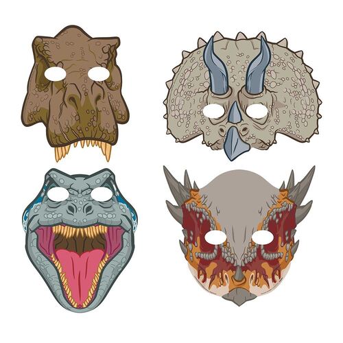 Jurassic Into The Wild Paper Masks 8 Pack