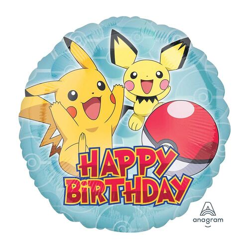 45cm Standard HX Pokemon Happy Birthday Foil Balloon