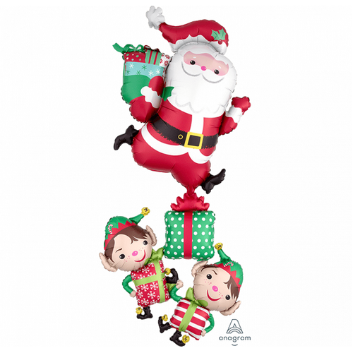 Giant Multi-Balloon Christmas Characters Santa & Elves Stacker Foil Balloon