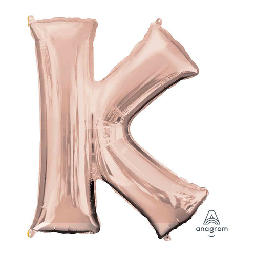 SuperShape Letter K Rose Gold Foil Balloon
