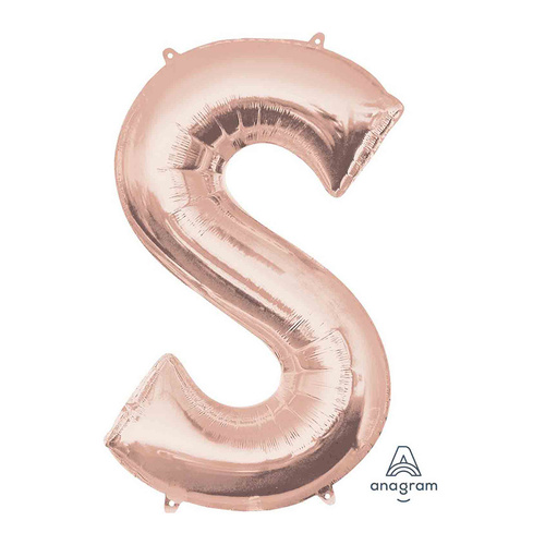 SuperShape Letter S Rose Gold Foil Balloon