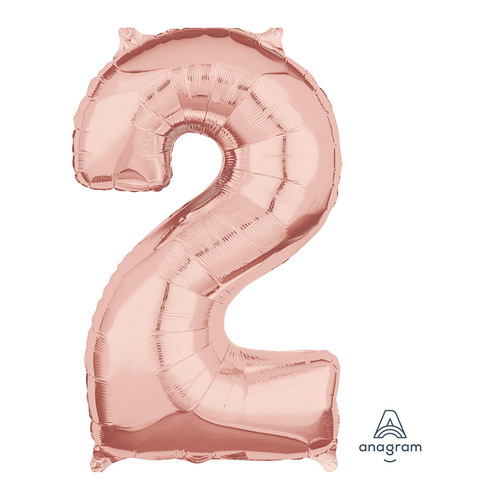 Mid-Size Shape Rose Gold Number 2. Foil Balloon