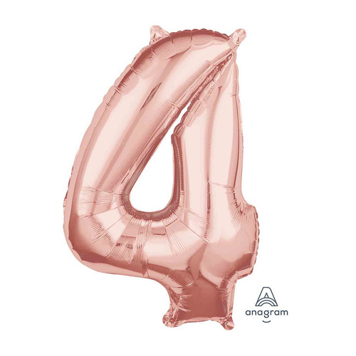 Mid-Size Shape Rose Gold Number 4. Foil Balloon
