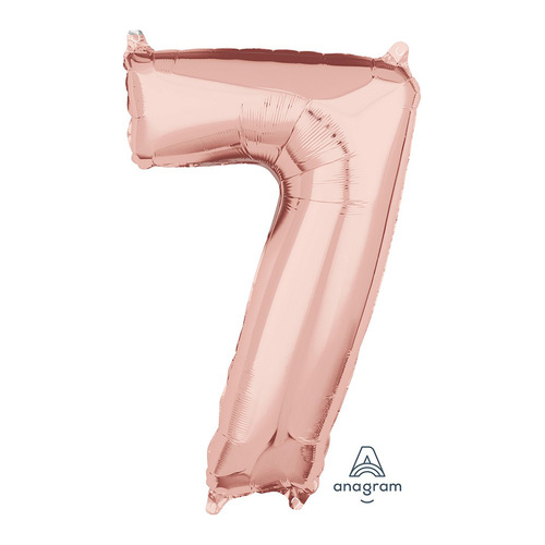 Mid-Size Shape Rose Gold Number 7. Foil Balloon