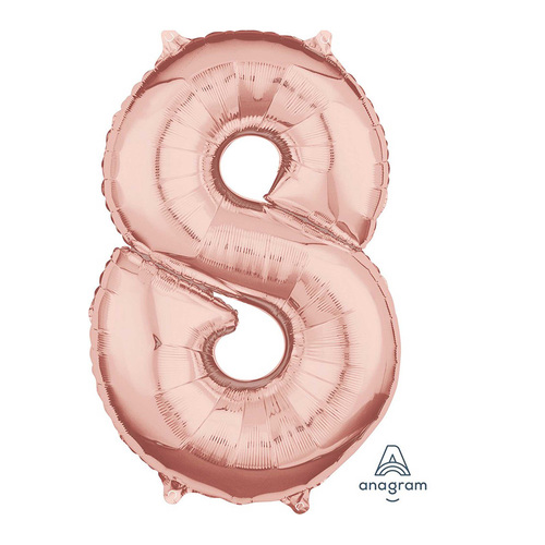 Mid-Size Shape Rose Gold Number 8. Foil Balloon